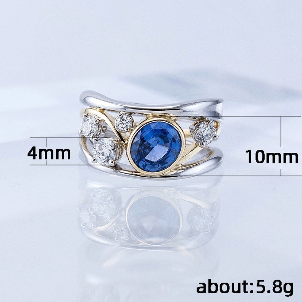 💞 Fashion Wave Stackable Beautiful Royal Blue Zircon Ring for Women, PD213